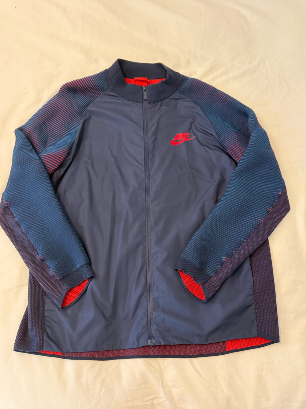 Nike Navy and Red Bomber-Style Full-Zip Jacket